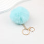 Pom Pom Keychain Fluffy Imitation Rex Rabbit Fur Ball 8cm With Lobster Clasp - 5# Water Blue