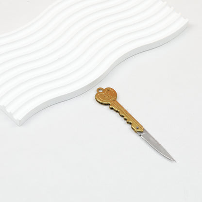 Mini Folding Self Defense Keychain Stainless Steel Key Shape 2pcs