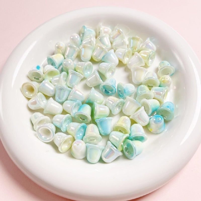 Double Colored Bell Orchid Acrylic Beads 11mm Iridescent 10pcs 12