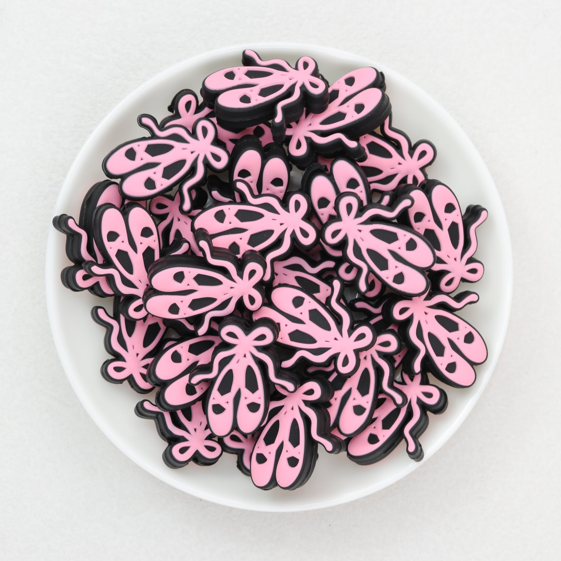 Pink Ballet Shoe Silicone Focal Beads 20 pcs 2