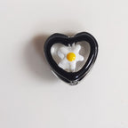 Hand Painted Flower Pattern Heart Enamel Glass Beads 12mm 20pcs 3
