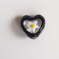 Hand Painted Flower Pattern Heart Enamel Glass Beads 12mm 20pcs 3