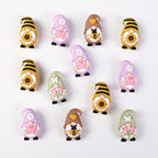 Silicone 3D Focal Beads Spring Dwarf Holding Bee Heart 20pcs 5