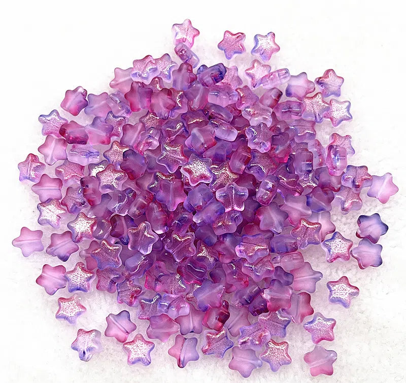 Pentagonal Star Glass Beads 8mm Transparent Pastel Colors 30pcs 29