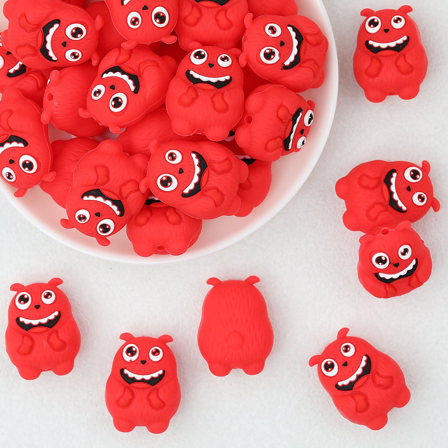 Red 3D Monster Silicone Focal Beads 20pcs