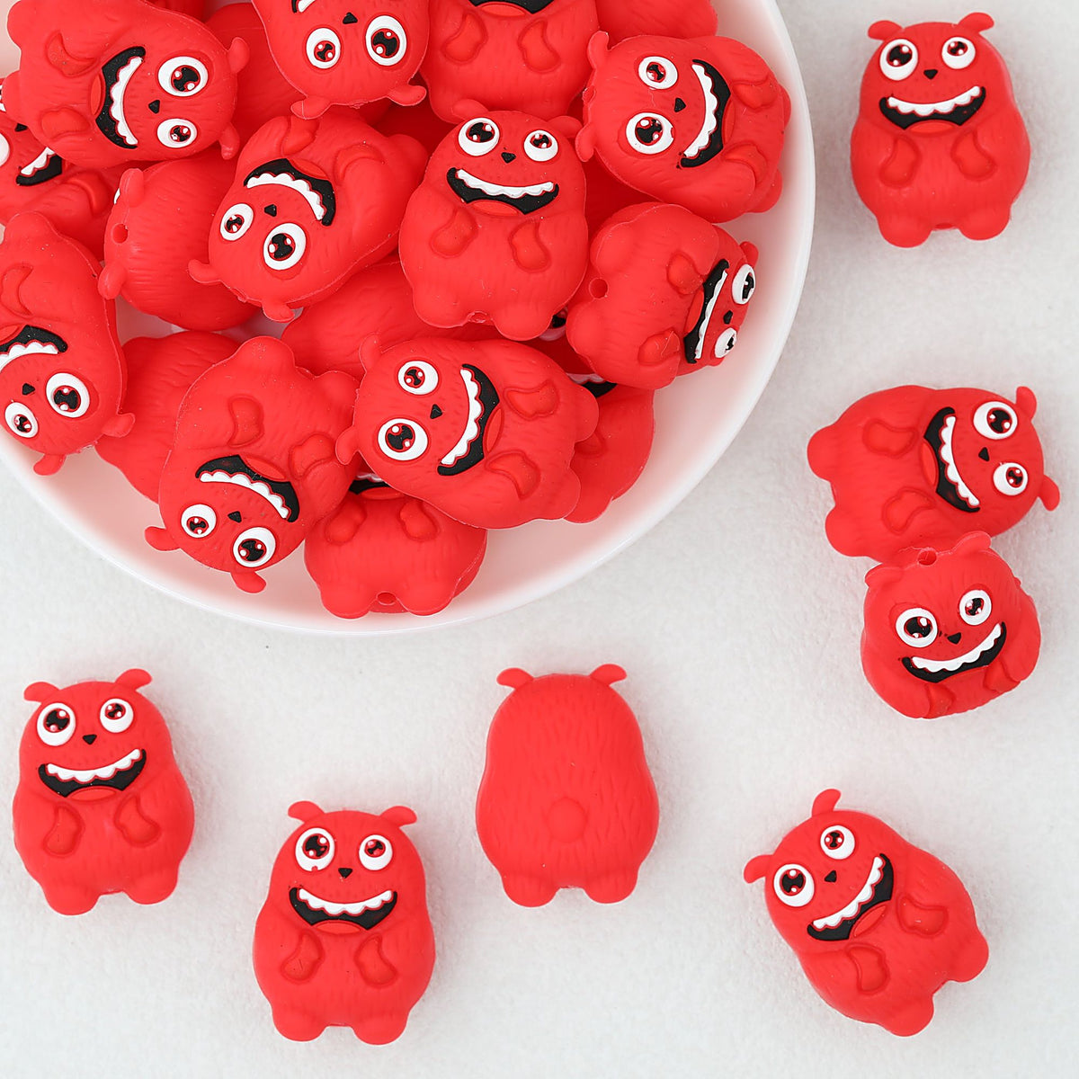 Red 3D Monster Silicone Focal Beads 20pcs