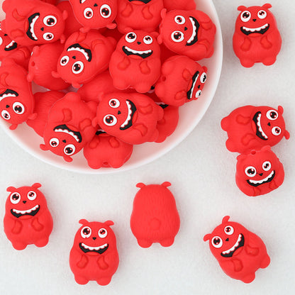 Red 3D Monster Silicone Focal Beads 20pcs