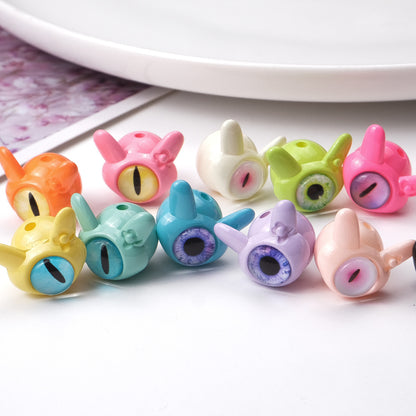 Baking Painted One-Eyed Monster Acrylic Beads 16mm Colorful Glossy 50pcs 13