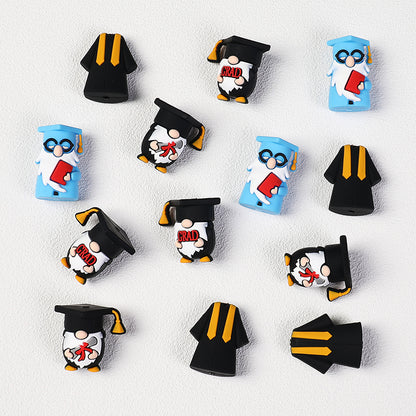 Silicone 3D Graduation Gnome Focal Beads Graduate Theme 20pcs 4