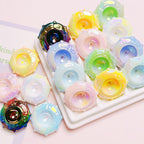 Candy Frisbee Acrylic Beads 30mm Glossy Pastel Rainbow 10pcs
