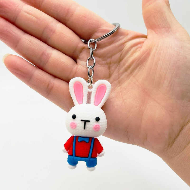 PVC Cartoon Rabbit Keychain Soft Rubber Cute Bunny Strap Charm 7