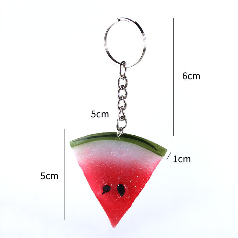 PVC Watermelon Slice Keychain Red and Yellow Fruit Design 5