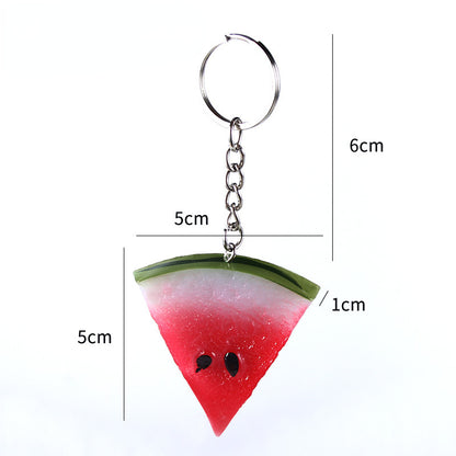 PVC Watermelon Slice Keychain Red and Yellow Fruit Design 5