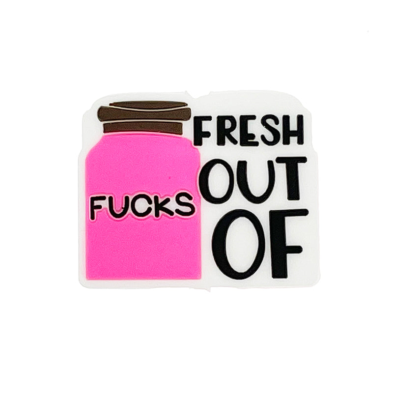 Silicone Focal Beads FUCK Bottle Bright Pink and Purple Colors 20pcs 2