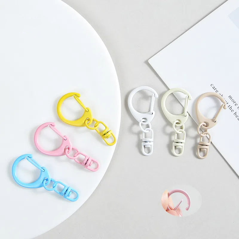 Zinc Alloy D Shaped Colorful Buckle Keychain Clasps 20pcs 38mm 3