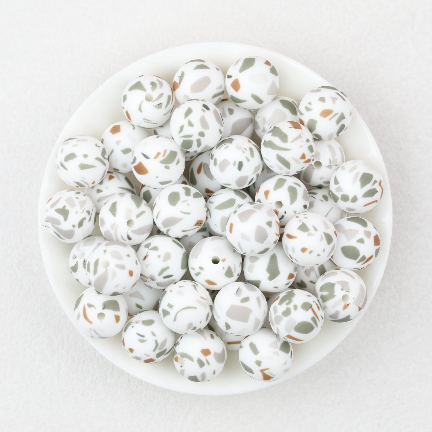Colorful Pattern 15mm Silicone Round Beads 50pcs 3