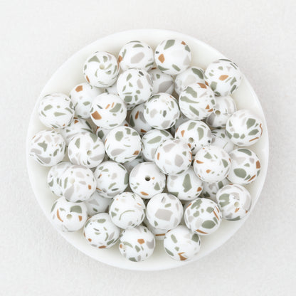 Colorful Pattern 15mm Silicone Round Beads 50pcs 3
