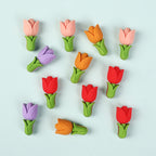 Silicone 3D Focal Beads Tulip Detailed Petals Vibrant Colors 20pcs