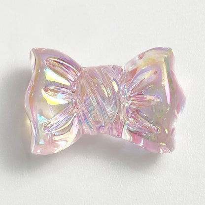 Transparent Bow Knot Acrylic Beads 14x26mm Iridescent 50pcs 7