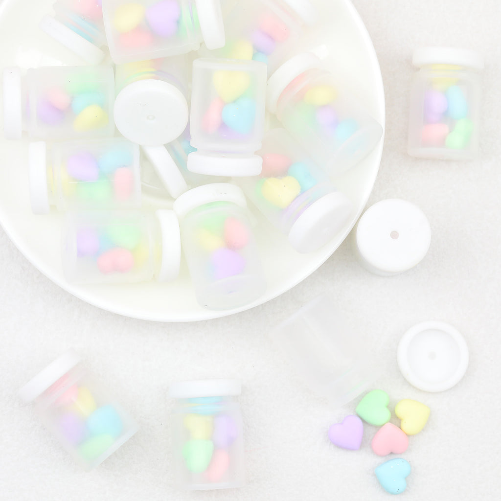 3D Colorful Heart Shape Bottle Silicone Focal Beads 20pcs