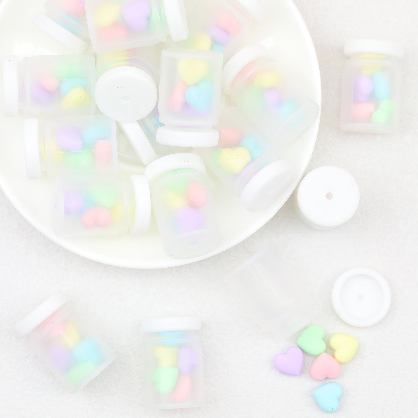 3D Colorful Heart Shape Bottle Silicone Focal Beads 20pcs