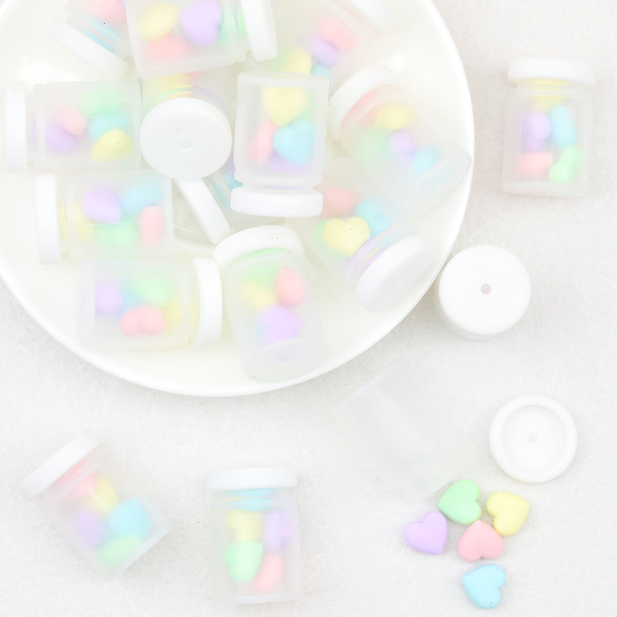 3D Colorful Heart Shape Bottle Silicone Focal Beads 20pcs