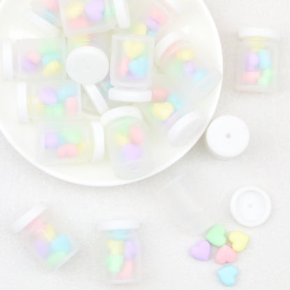 3D Colorful Heart Shape Bottle Silicone Focal Beads 20pcs