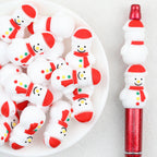 3D Red Hat Snowman Silicone Focal Beads Wholesale, Christmas Figure Design