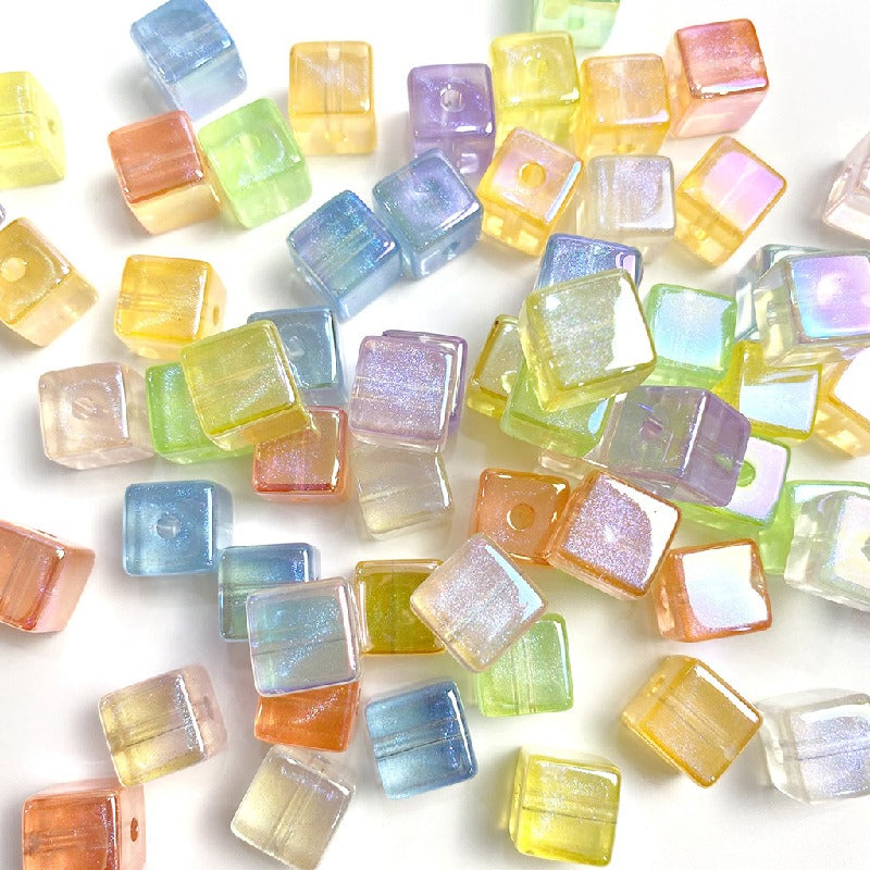 Colorful UV Finish Cube Acrylic Beads 14mm Pastel Glow 50pcs 2
