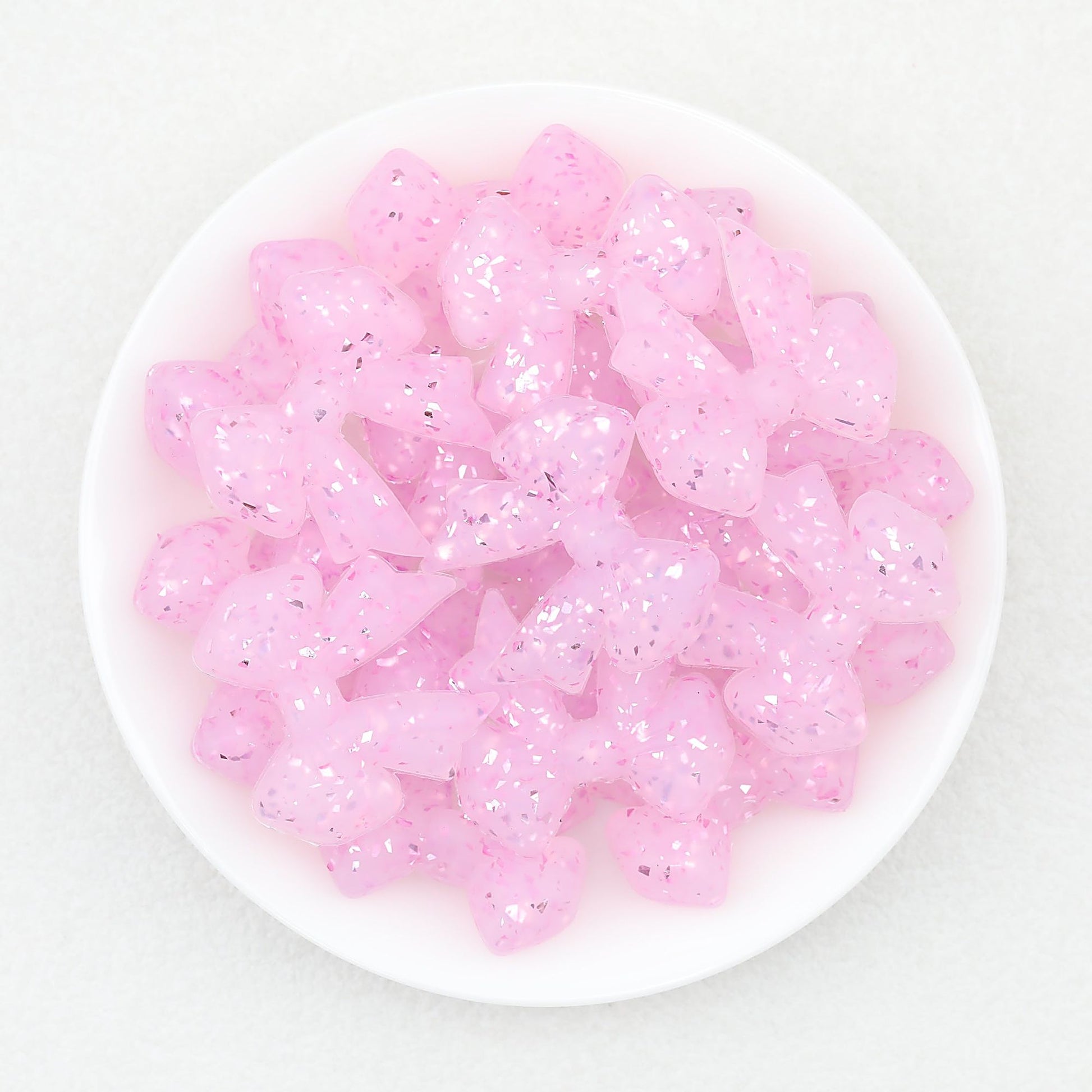 Sparkling Bow Shaped Silicone Focal Beads Glitter Effect 20pcs - Color 1