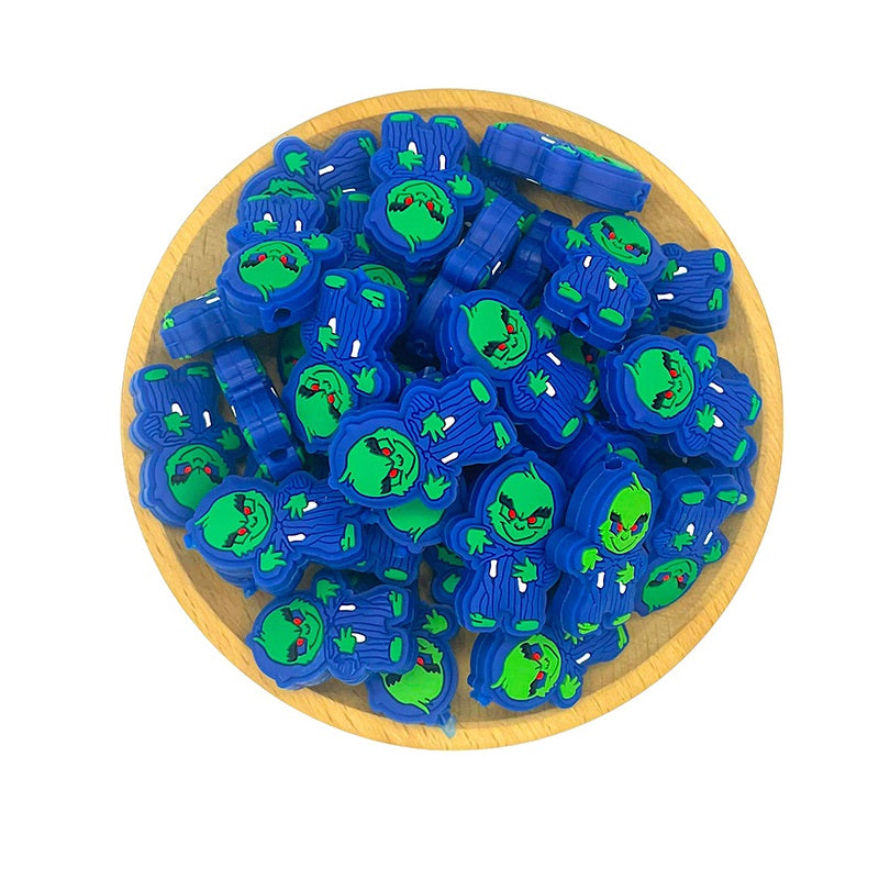 Silicone Focal Beads Halloween Baby Grinch Glowing Red Eyes 20pcs 2