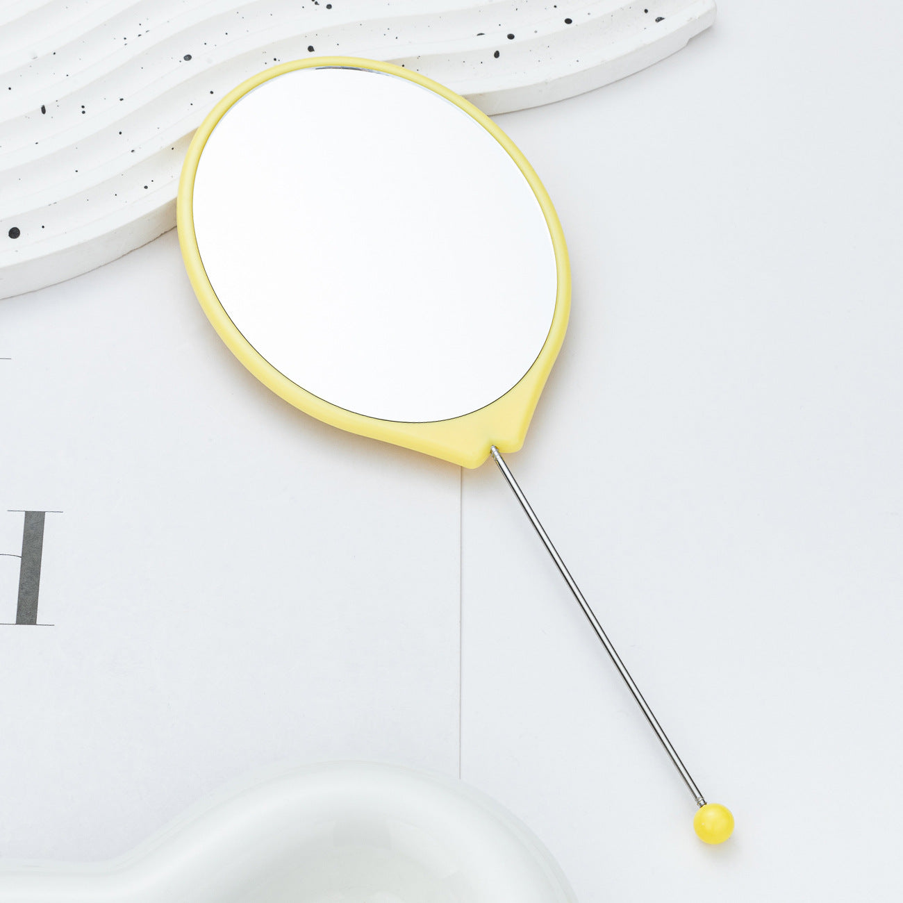 Beadable Plastic Mirror Handheld Oval