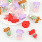 3D Shell Coconut Tree Glitter Bottle Silicone Focal Beads 10pcs
