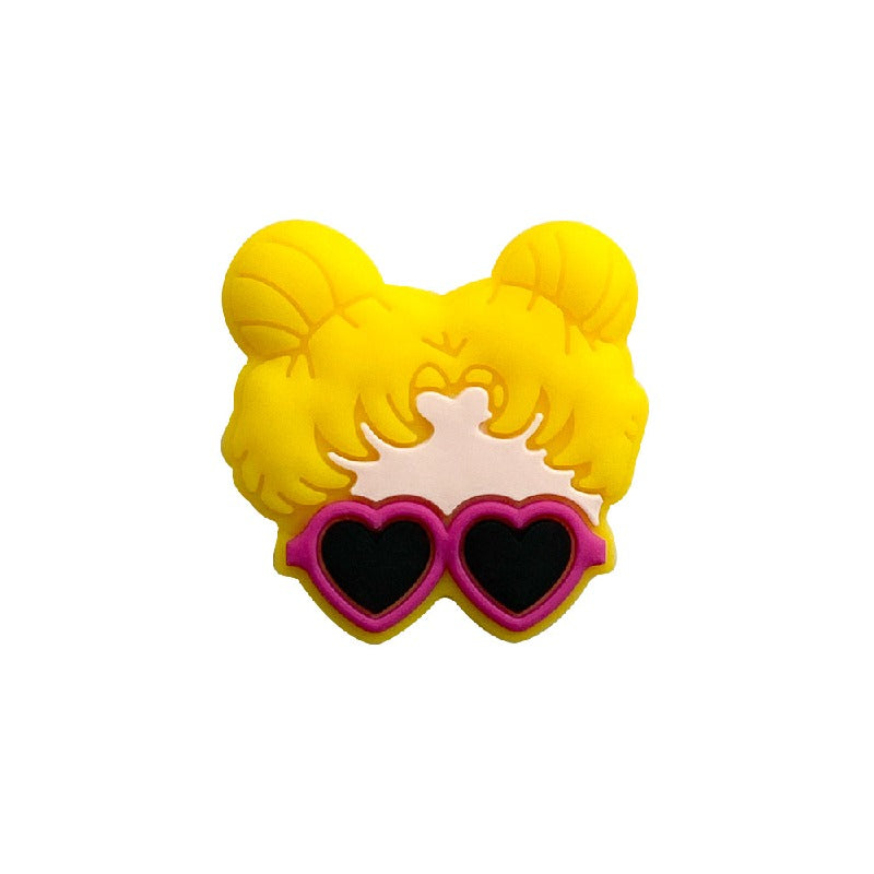 Silicone Focal Beads Glass Girl Double Buns Heart Sunglasses 20pcs 9