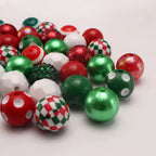 Bubblegum Beads 20mm Red Green White Rhinestone Grid Chunky Mix 50pcs