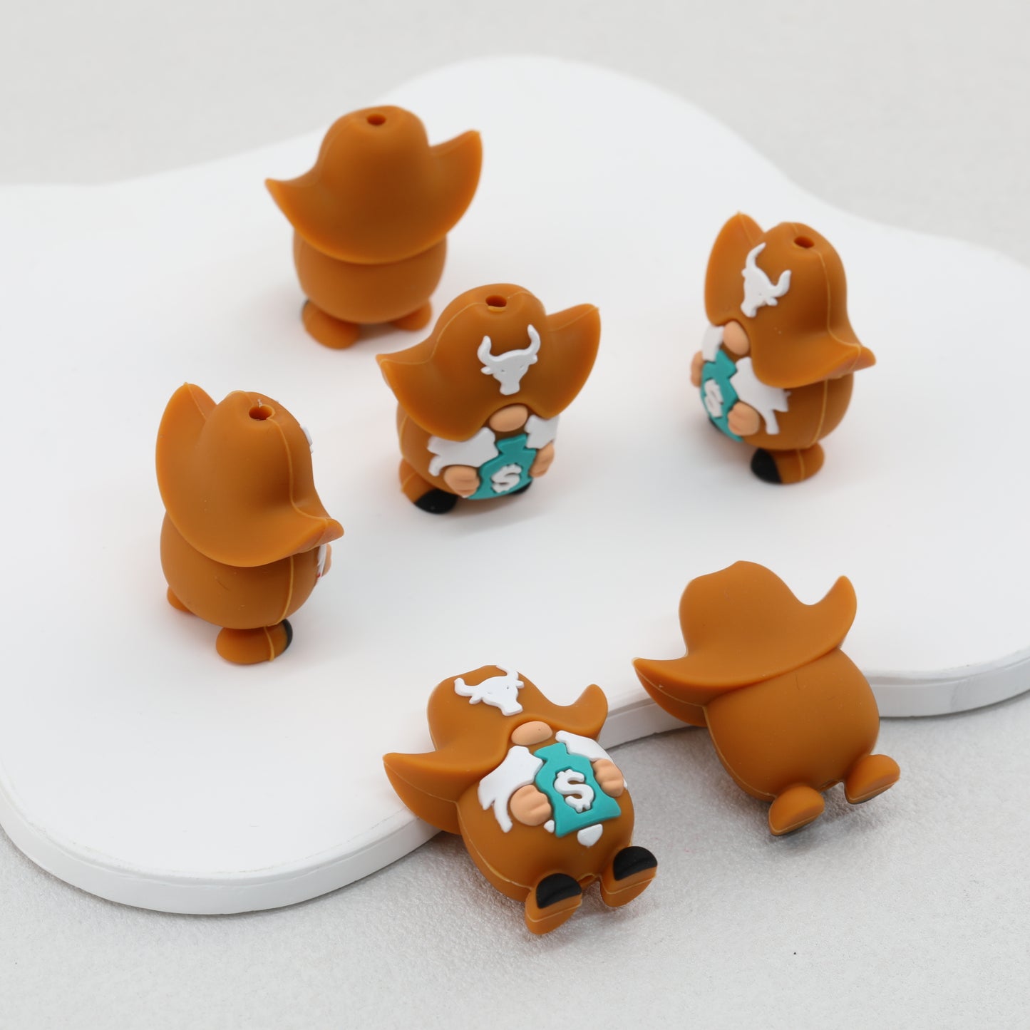3D Brown Cowboy Money Bag Silicone Focal Beads 20pcs 3