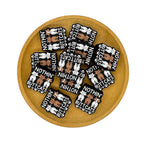 Silicone Focal Beads Cat Butt Trio Text Bold White Brown 20pcs 2