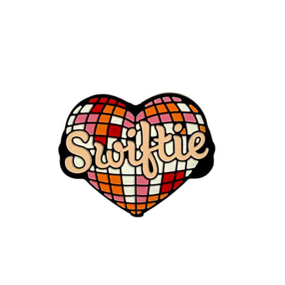 Silicone Focal Beads Love Heart Mosaic with Swiftie Text 1pcs