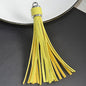 Silver PU Leather Tassel Keychain Metallic 9cm Length - 28 light yellow