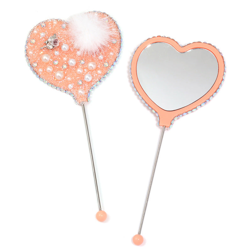 Beadable Heart Shape Handheld Makeup Mirror 19