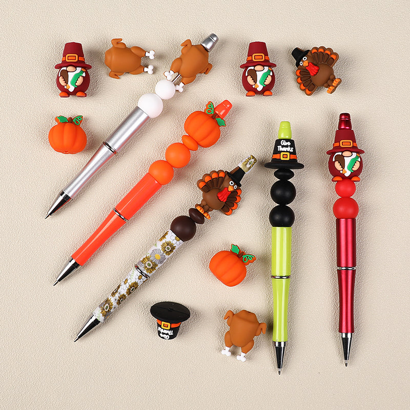 Silicone 3D Focal Beads Thanksgiving Pumpkins Give Thanks Hat 20pcs 6