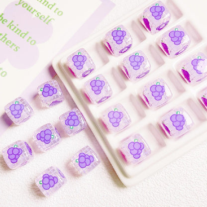 Transparent Fruit Square Acrylic Beads 14mm Colorful 10pcs 8