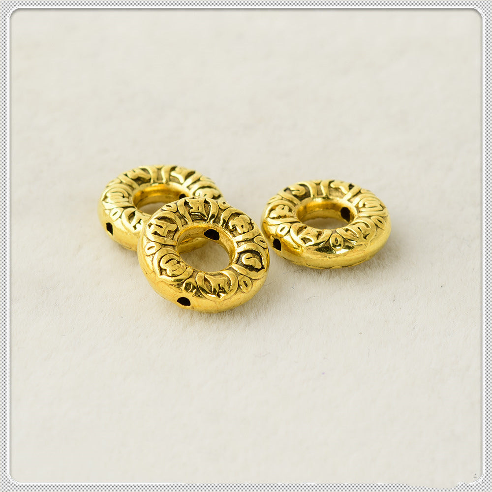 Ring Metal Beads 12mm Embossed Heaven And Earth Design 50pcs 4