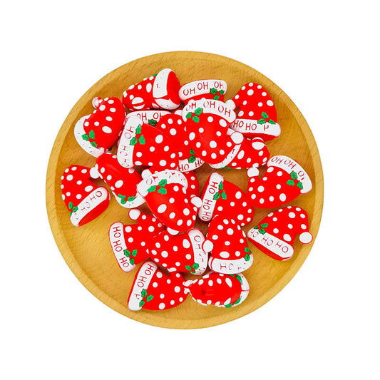 Silicone 3D Focal Beads Santa Hat Ho Ho Ho Green Leaf 1pcs 2