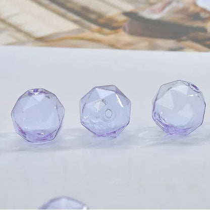 Transparent Faceted Hollow Polygonal Glass Beads 16mm 10pcs 8