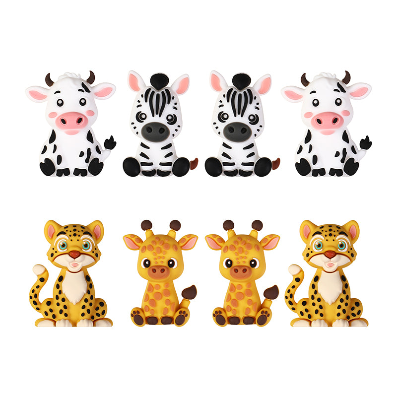 3D Zebra Giraffe Animal Silicone Focal Beads 20 Pcs  8