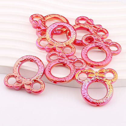 Deep UV Color Plated Solid Color Mickey Ring Head Acrylic Beads 2pcs 6