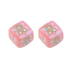 Cherry Bear Rabbit Square Acrylic Beads 14mm Playful Pattern 5pcs 2