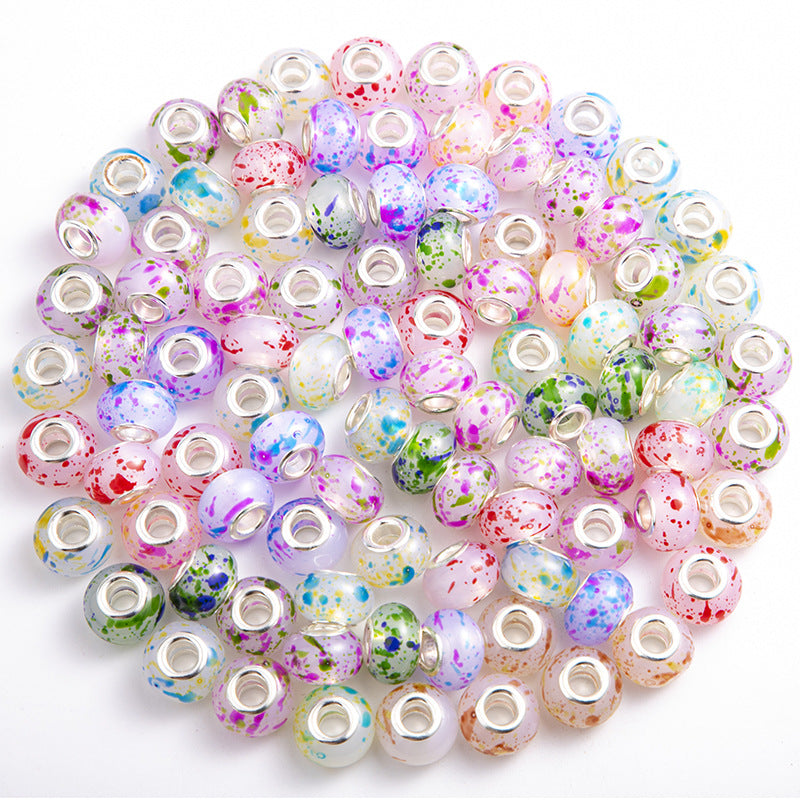 Resin Splash Ink Spacer Beads 14mm Large Hole 50pcs 2