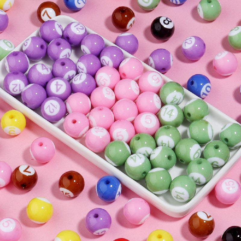 Colored Billiard Ball Round Acrylic Beads 16mm Glossy 10pcs 3